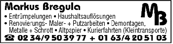 Abbrucharbeiten Renovierungsarbeiten Entrümplungen u. v. m