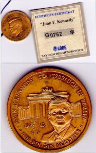 John F. Kennedy Münze mit Echtheit-Zertifikat