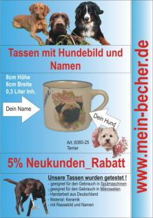 Tasse mit Namen Namenstasse Becher mit Namen und Hunderassebild - West Highlan