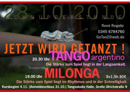 TANGO Schnupperstunden 28. 10. Donnerstags